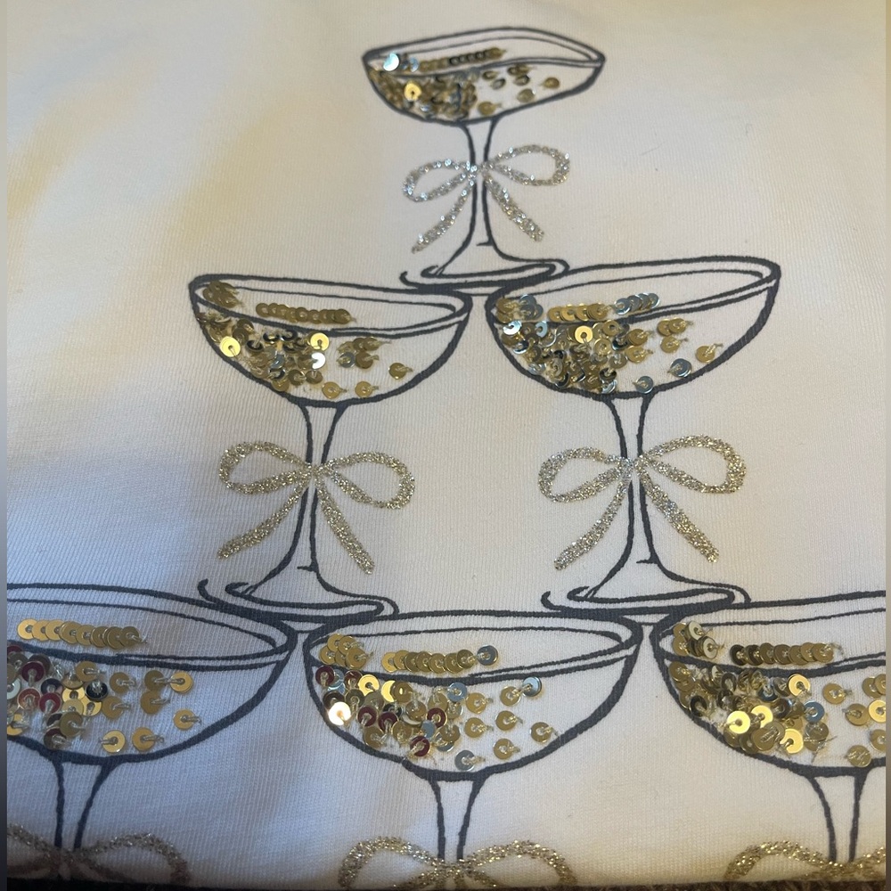 NWT J. Crew White and Gold  Sequin Collection Tee